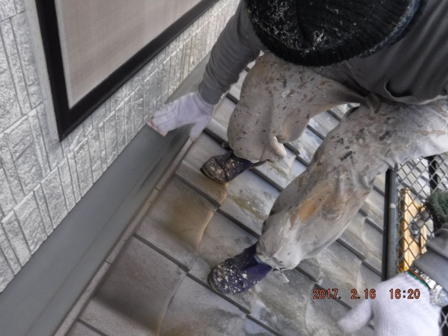 細部の鉄部ケレン作業