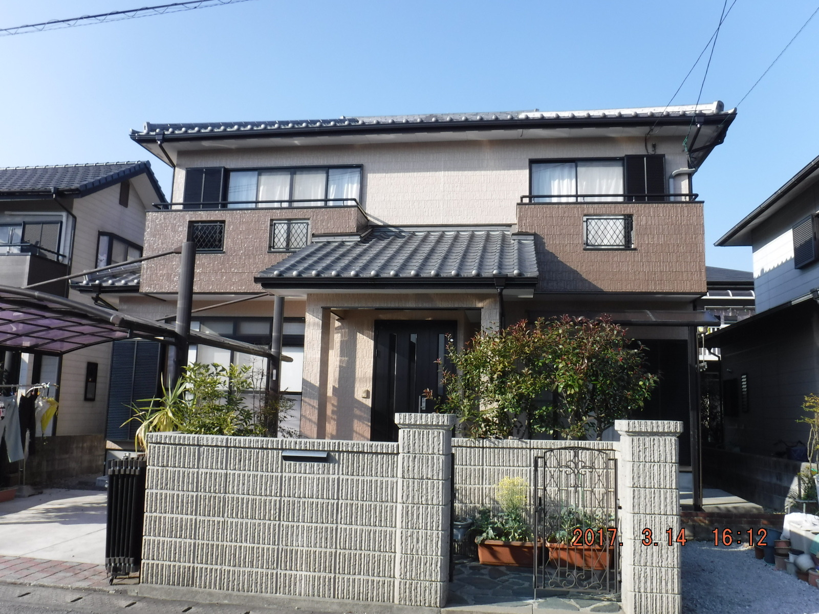 臼杵市E様邸 化粧ブロック塀 施工前 施工後
