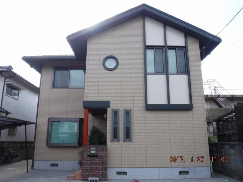 塗装完了・足場解体後の洲崎KA様邸の正面全景