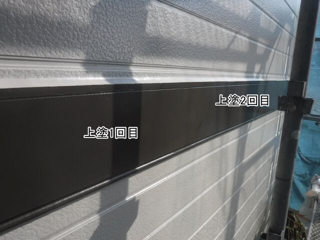 化粧胴差の上塗り1回目と2回目の塗り境