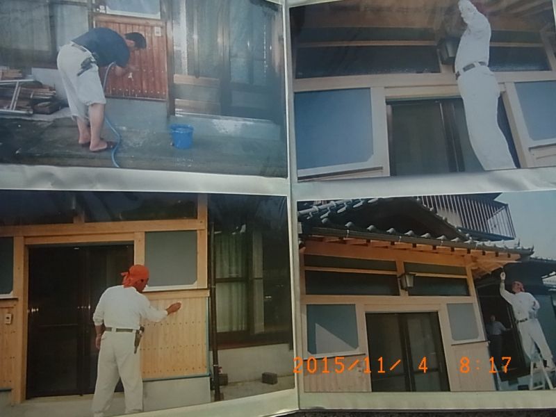 以前の仕事で、玄関まわりの洗浄や塗装をしている様子をまとめた写真